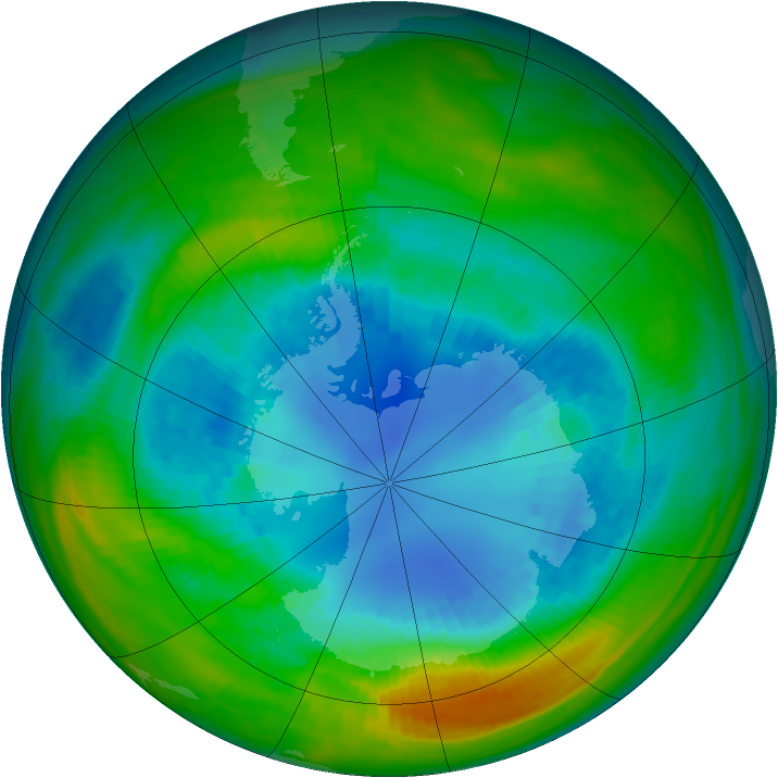 Antarctic ozone map for 28 August 1985